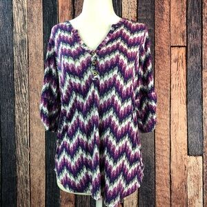 Stitch Fix Pixley Edmond Chevron Henley Top Blouse